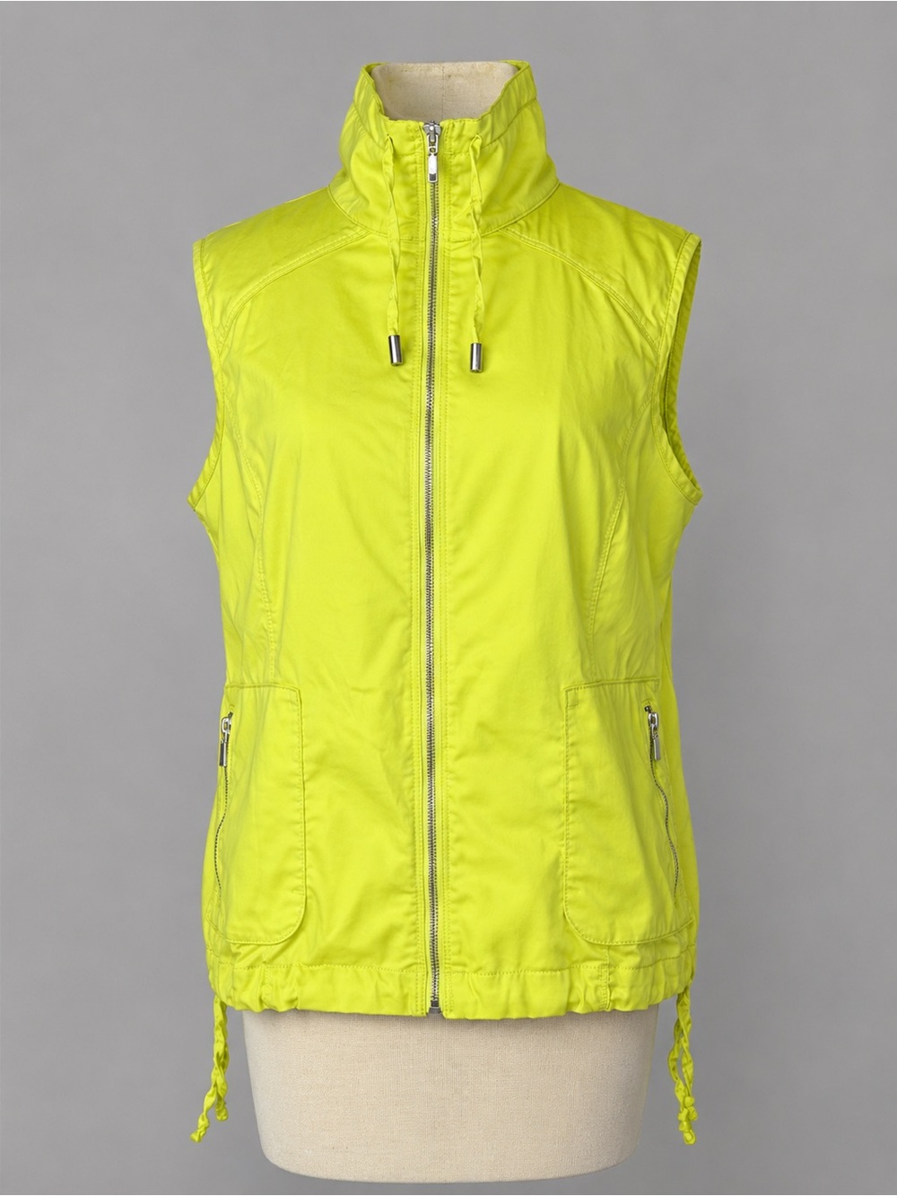 Chico’s Zenergy Neon Yellow Utility Vest Full Zip Stretch Size 1 (US M)
